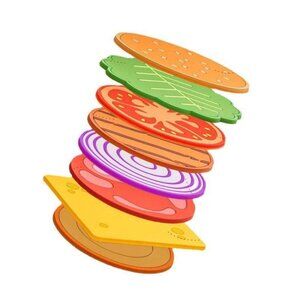 8-Piece Rubber Burger Coaster Set Fun Kitchen Decor Drink Protection